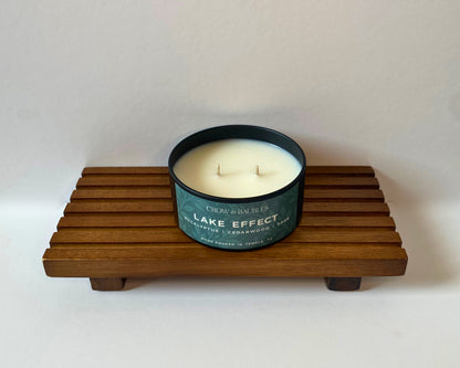 Lake effect - 5oz candle opened to show double wicks