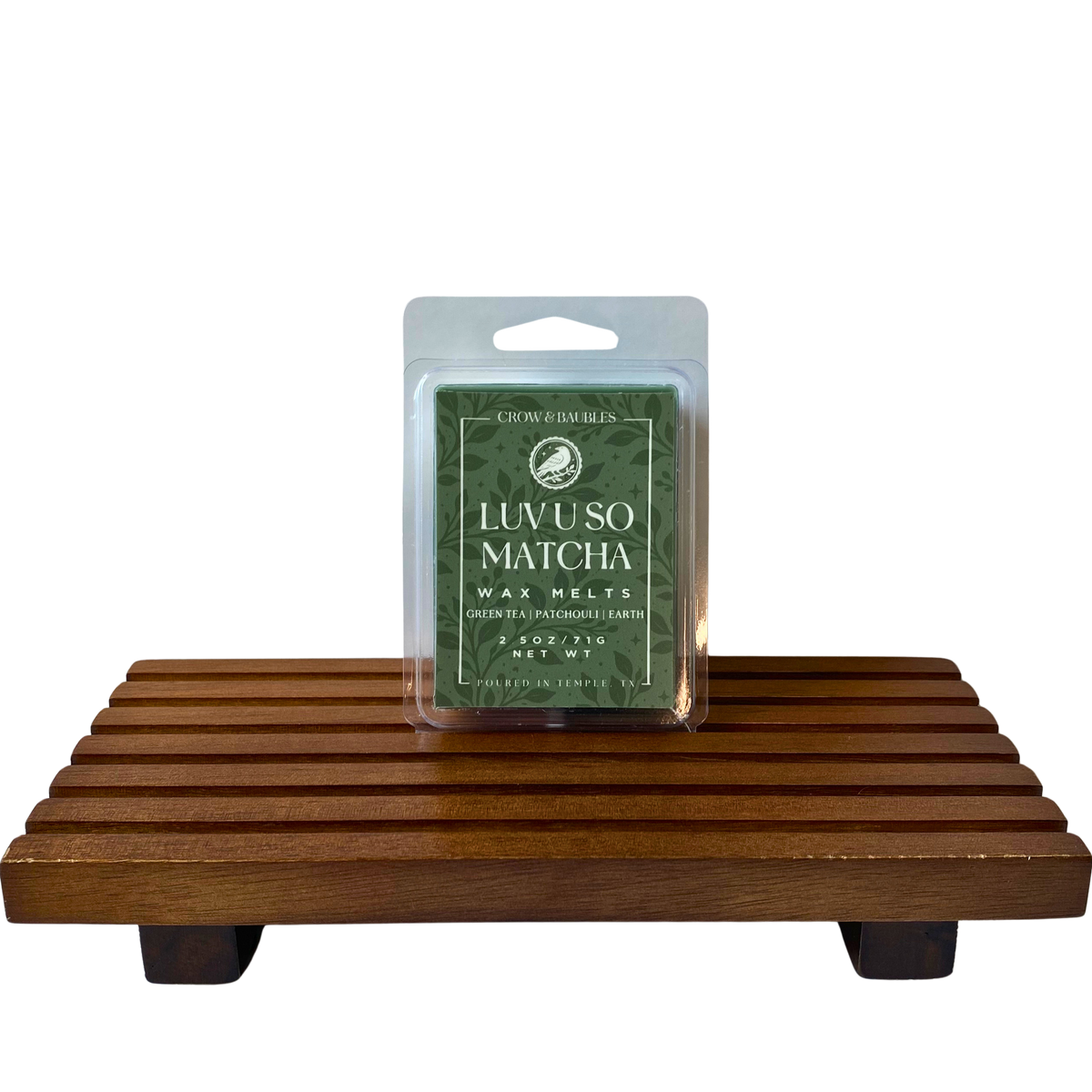 Luv u so Matcha wax melt clamshell (front)