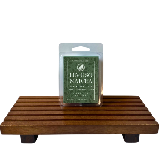 Luv u so Matcha wax melt clamshell (front)