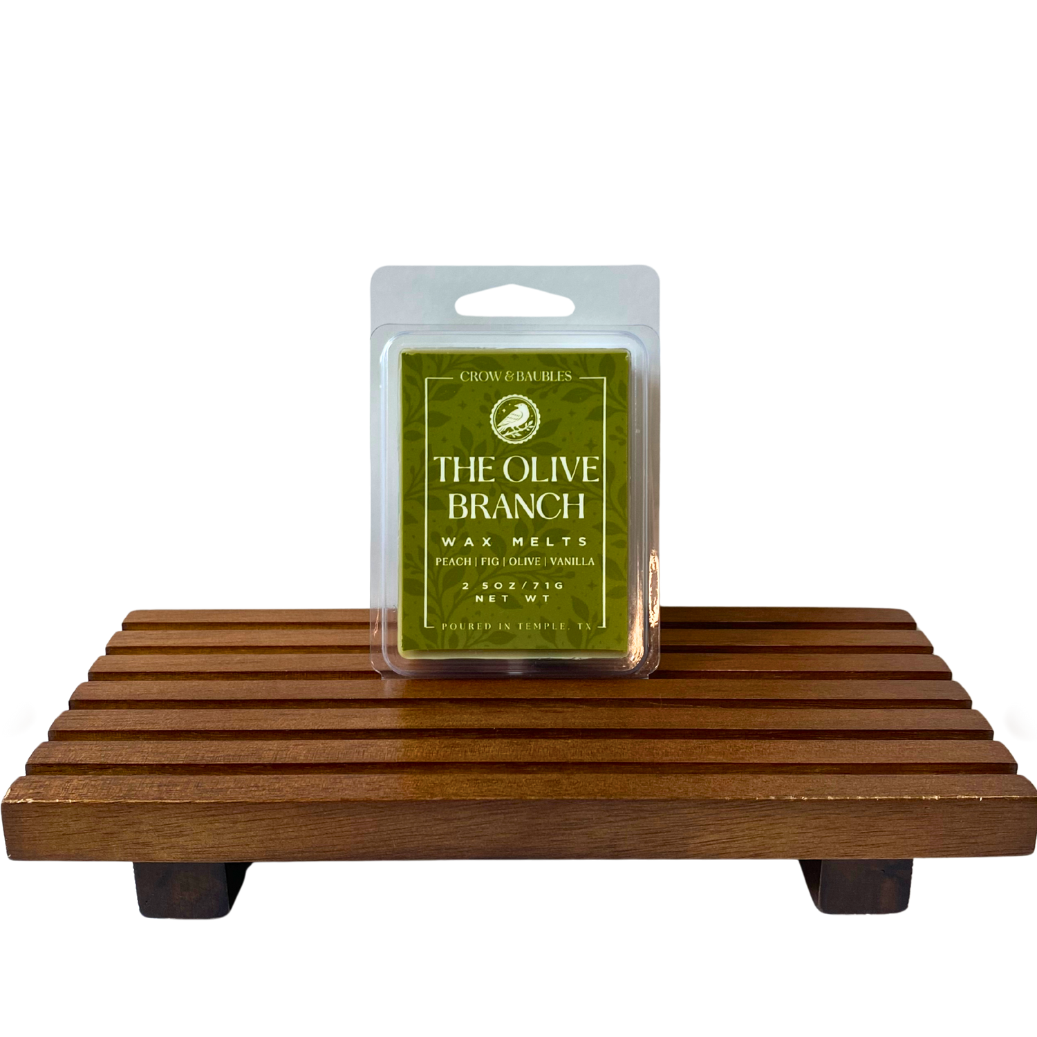 the olive branch wax melts clamshell (front)