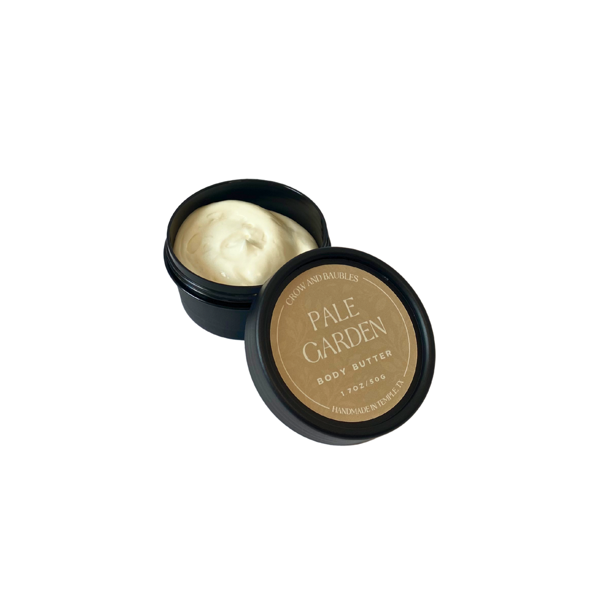 Pale Garden 50g Body Butter, open to display creamy texture.
