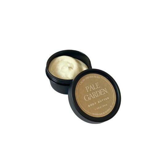 Pale Garden 50g Body Butter, open to display creamy texture.