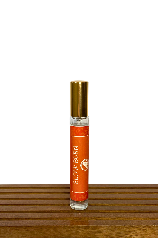 Slow Burn perfume in a 10mL spray bottle