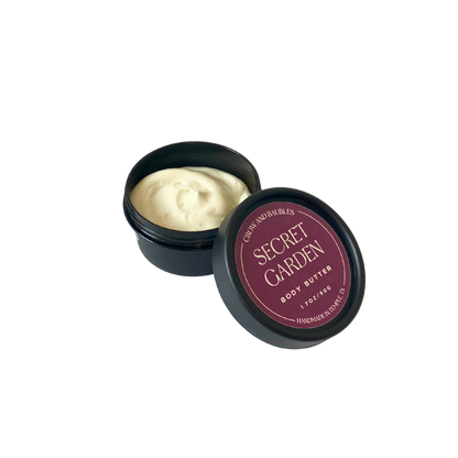 Secret Garden 50g Body Butter, open to display creamy texture